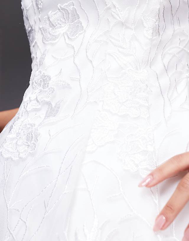 Asos Forever New Bridal Bandeau Embroidered Lace Mini Dress In Ivory