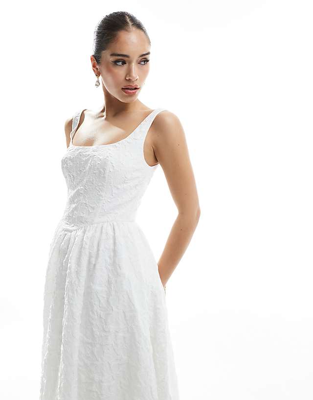 Asos Forever New Bridal Jacquard Maxi Dress In Ivory