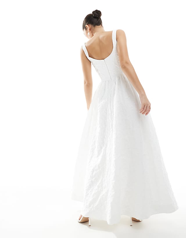 Asos Forever New Bridal Jacquard Maxi Dress In Ivory