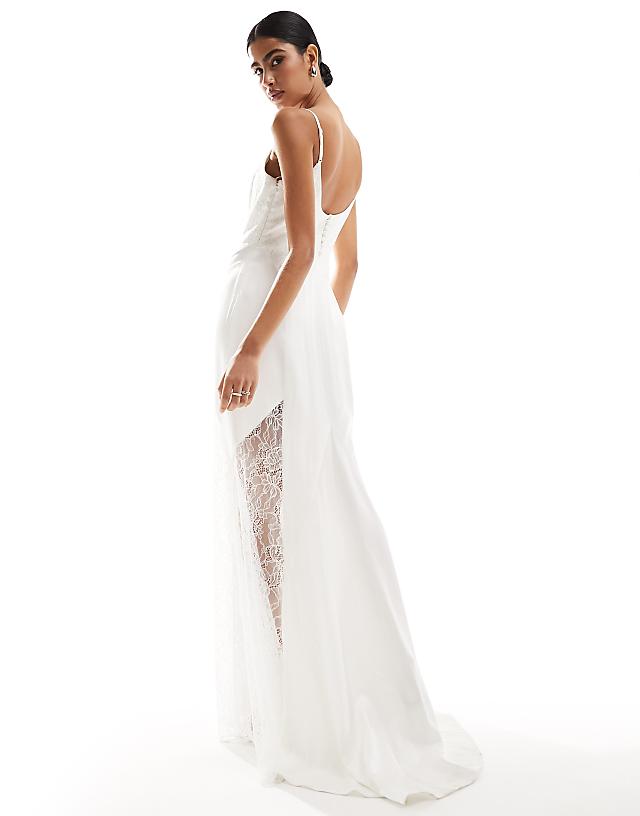 Asos Forever New Bridal Lace Insert Fitted Maxi Dress In Ivory