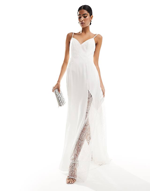 Asos Forever New Bridal Lace Insert Fitted Maxi Dress In Ivory