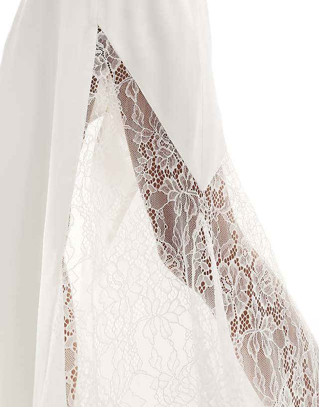 Asos Forever New Bridal Lace Insert Fitted Maxi Dress In Ivory
