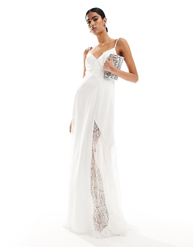 asos Forever New Bridal lace insert fitted maxi dress in ivory