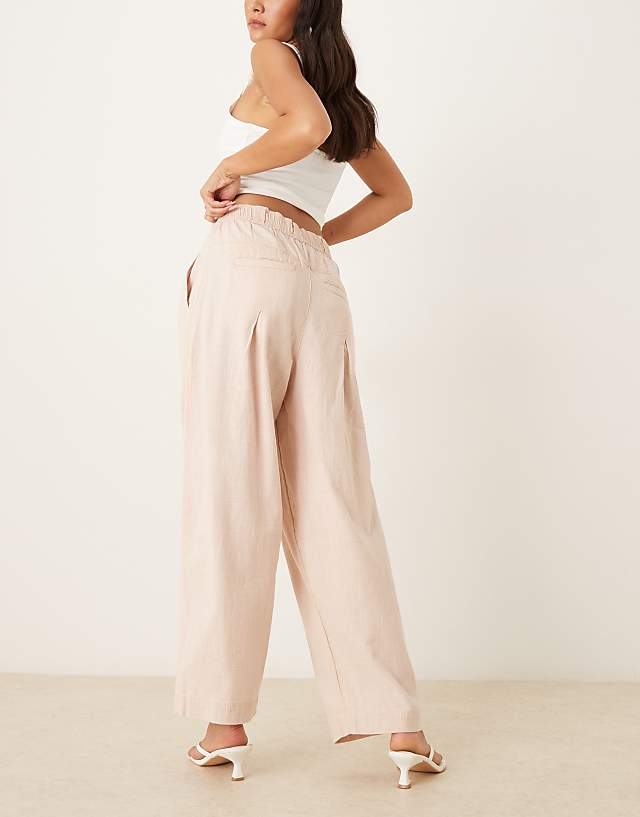 Asos Free People Lotta Love Linen Pull On Trousres In Sand
