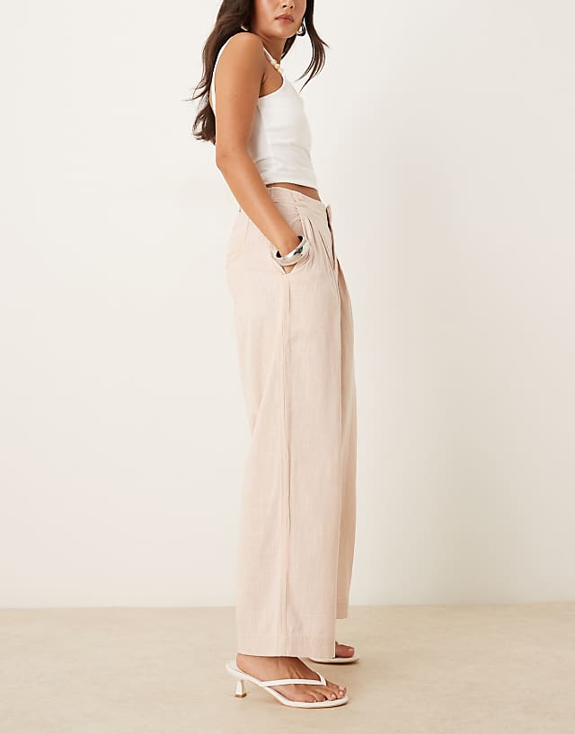 Asos Free People Lotta Love Linen Pull On Trousres In Sand
