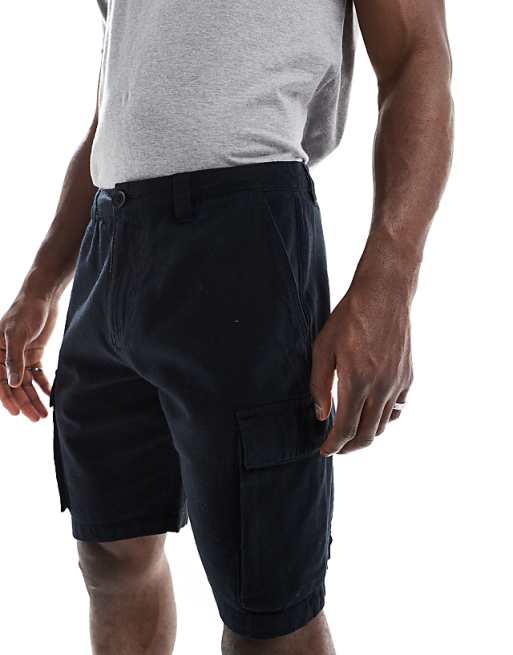 Asos French Connection Cargo Pocket Linen Shorts In Black