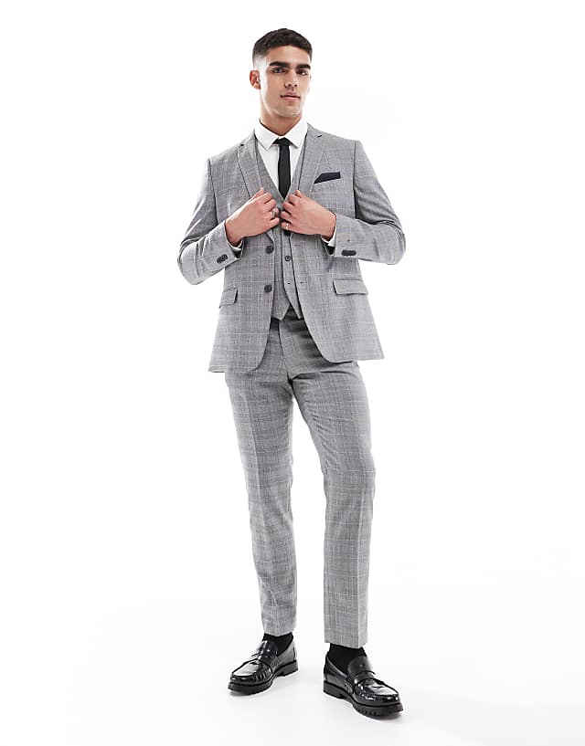 asos French Connection formal suit co-ord in grey check