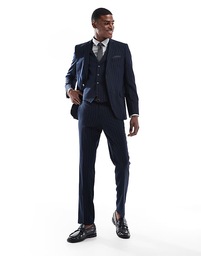 asos French Connection formal suit trousers co-ord in navy stripe