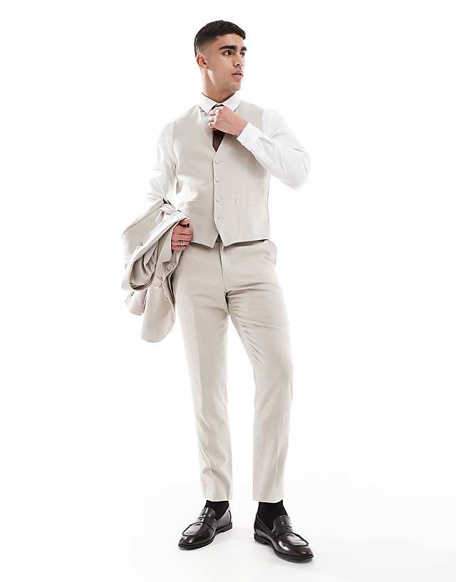 Asos French Connection Linen Formal Suit Co-ord In Stone