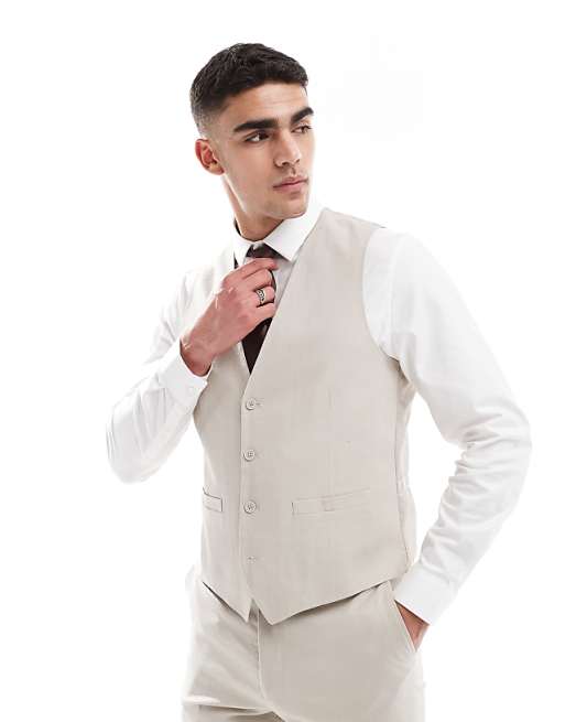 Asos French Connection Linen Formal Suit Co-ord In Stone