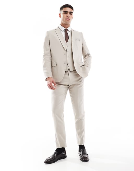 asos French Connection linen formal suit co-ord in stone