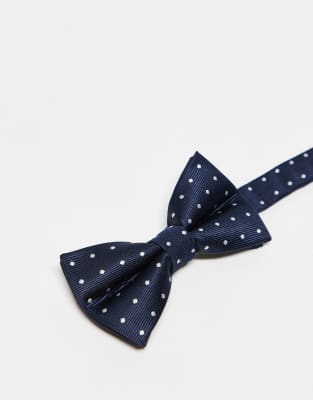 Asos French Connection Polka Dot Bow Tie In Navy And White