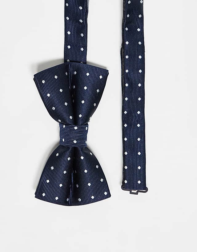 asos French Connection polka dot bow tie in navy and white