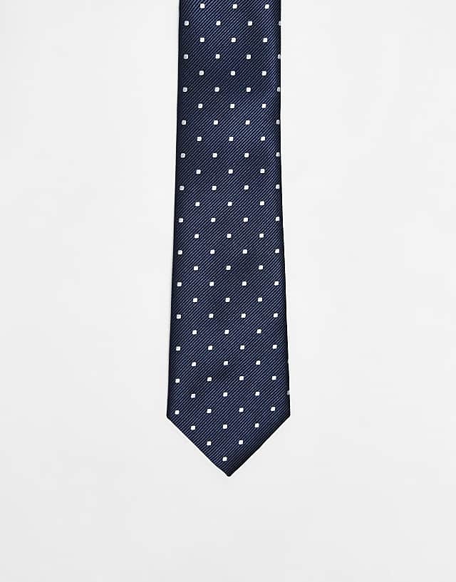 asos French Connection polka dot tie in navy and white