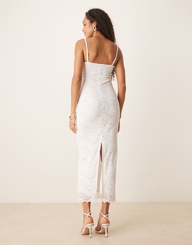 Asos Gina Tricot Underwire Cup Lace Maxi Dress In White