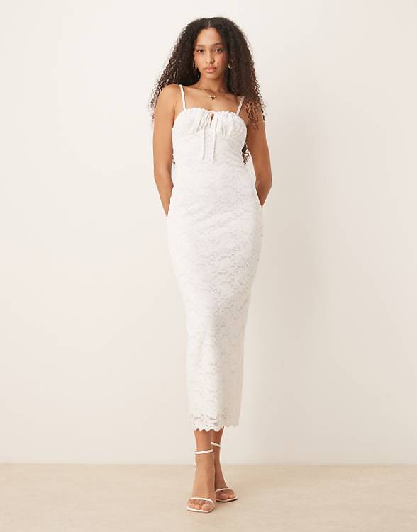 asos Gina Tricot underwire cup lace maxi dress in white
