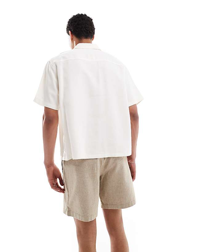 Asos Hollister Linen Above The Knee Short In Biscuit