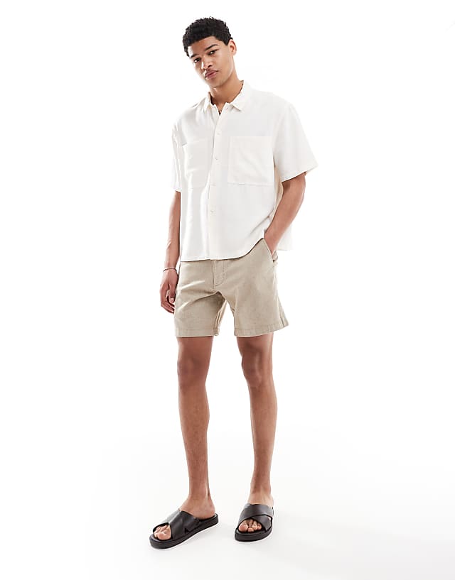 asos Hollister linen above the knee short in biscuit