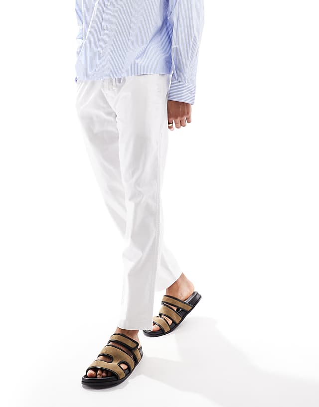asos Hollister loose linen pull on trouser in white stripe
