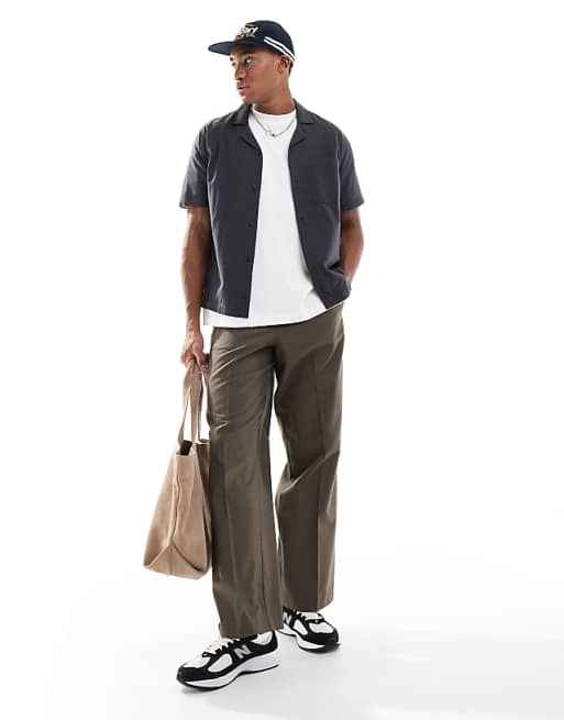 Asos Hollister Short Sleeve Textured Shirt In Black