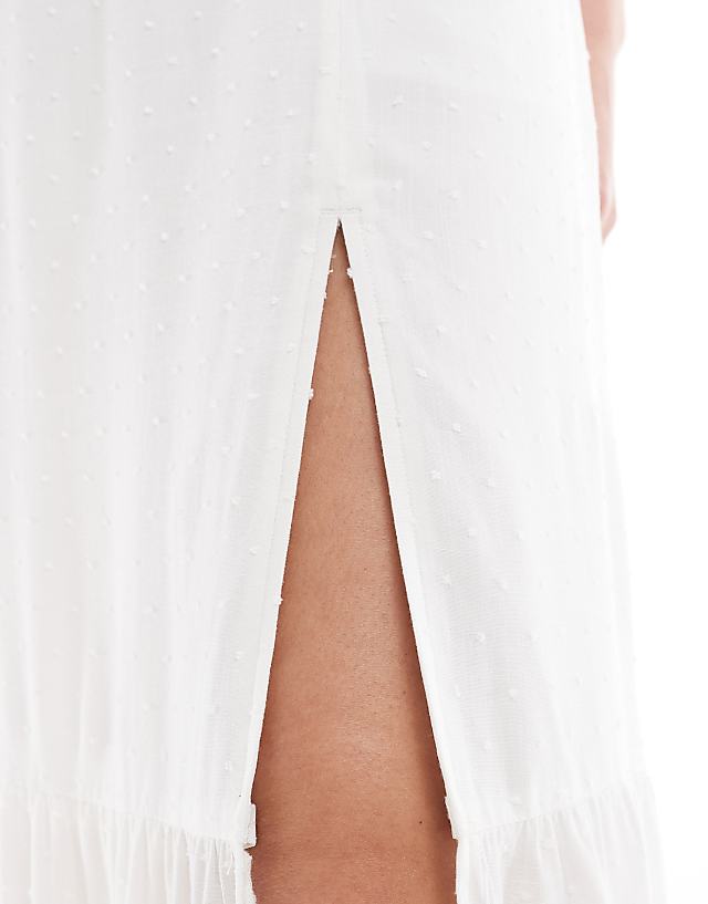 Asos Hollister Square Neck Babydoll Maxi Dress With A Slit In White