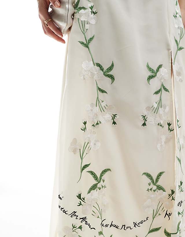 Asos Hope & Ivy Bridal Swan Embellished Open Back Mini Dress In Ivory