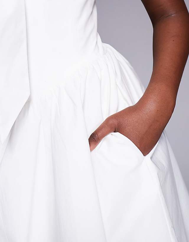 Asos House Of CB Jaide Cotton Off Shoulder Corset Mini Dress In White
