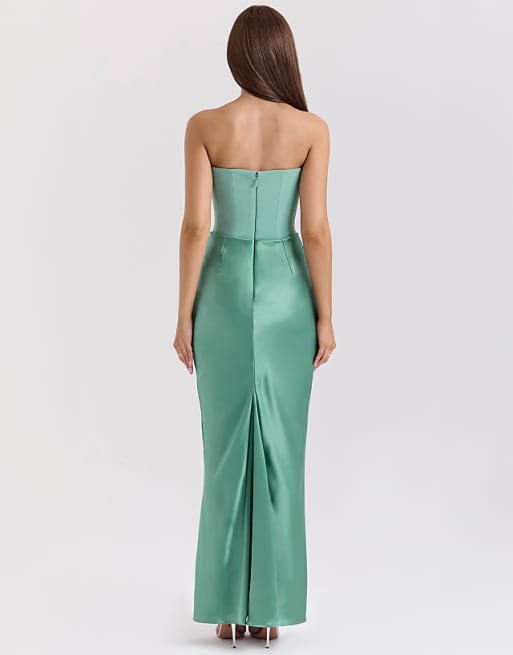 Asos House Of CB Persephone Strapless Corset Maxi Dress In Jade