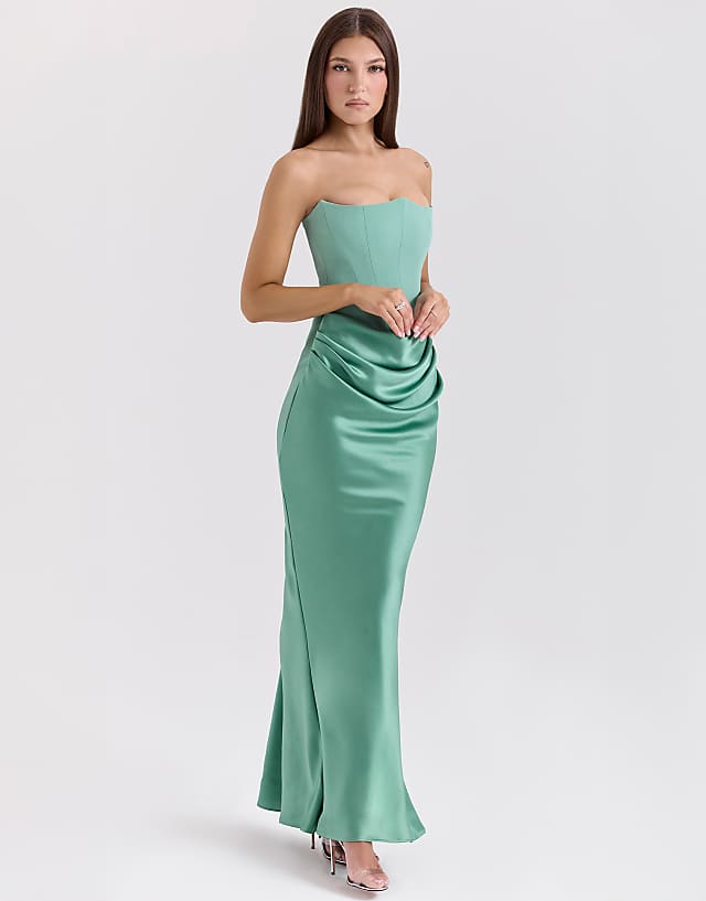 Asos House Of CB Persephone Strapless Corset Maxi Dress In Jade