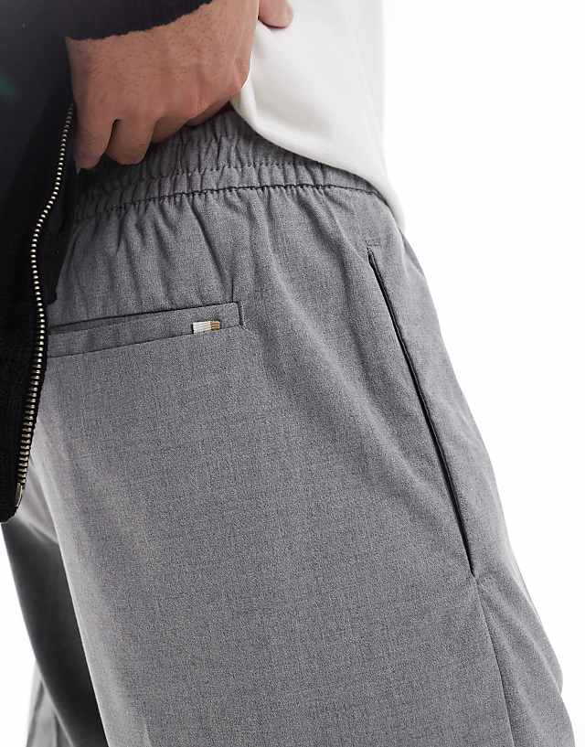 Asos Jack & Jones Drawstring Smart Tapered Loose Trousers In Grey