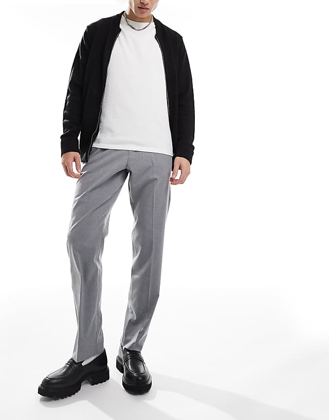asos Jack & Jones drawstring smart tapered loose trousers in grey