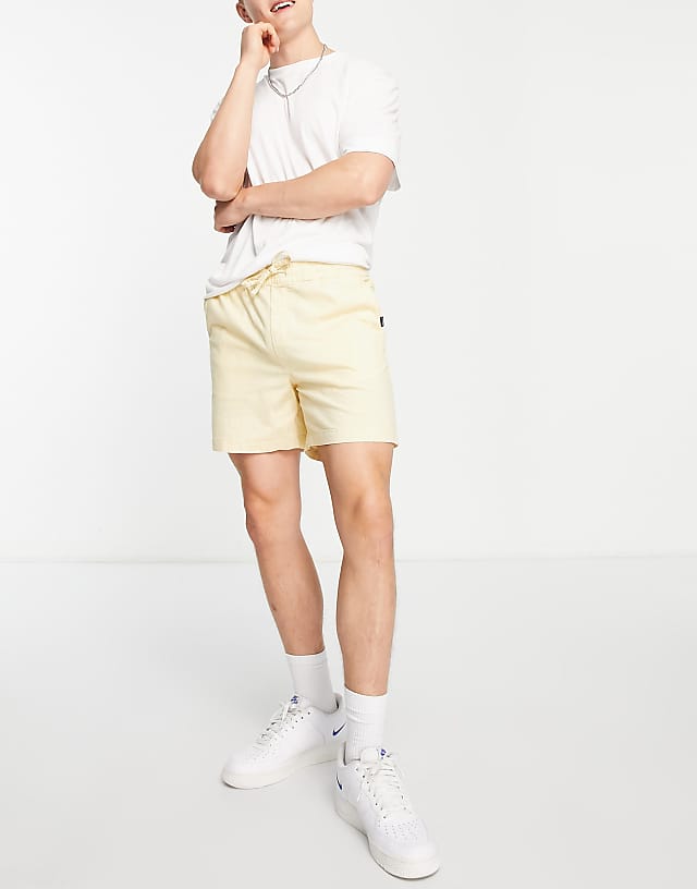 asos Jack & Jones Intelligence pull on linen short in pastel yellow