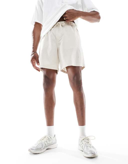 asos Jack & Jones linen mix drawstring shorts in beige