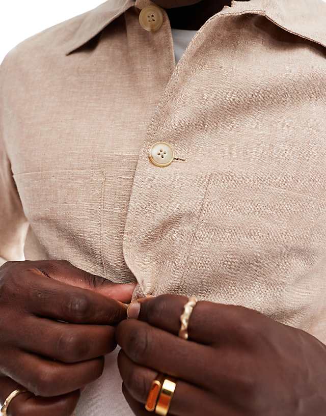Asos Jack & Jones Premium Linen Mix Casual Suit Jacket In Beige