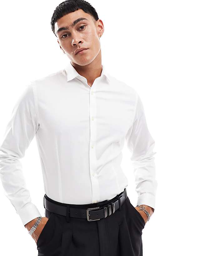 asos Jack & Jones Premium super slim fit stretch smart shirt in white