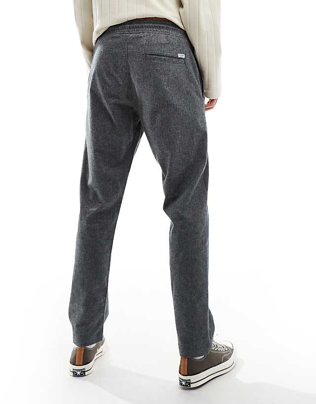 Asos Jack & Jones Tapered Fit Smart Trouser With Drawstring Waist In Grey Marl