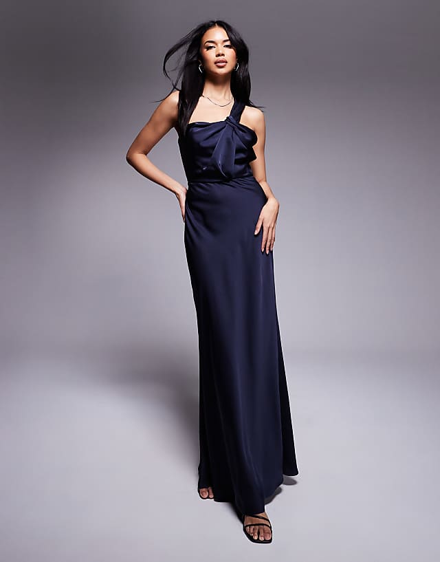 asos Jarlo asymmetric knot front maxi dress in navy