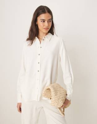 Asos JDY Tall Linen Mix Shirt & Trousers Co-ord In White