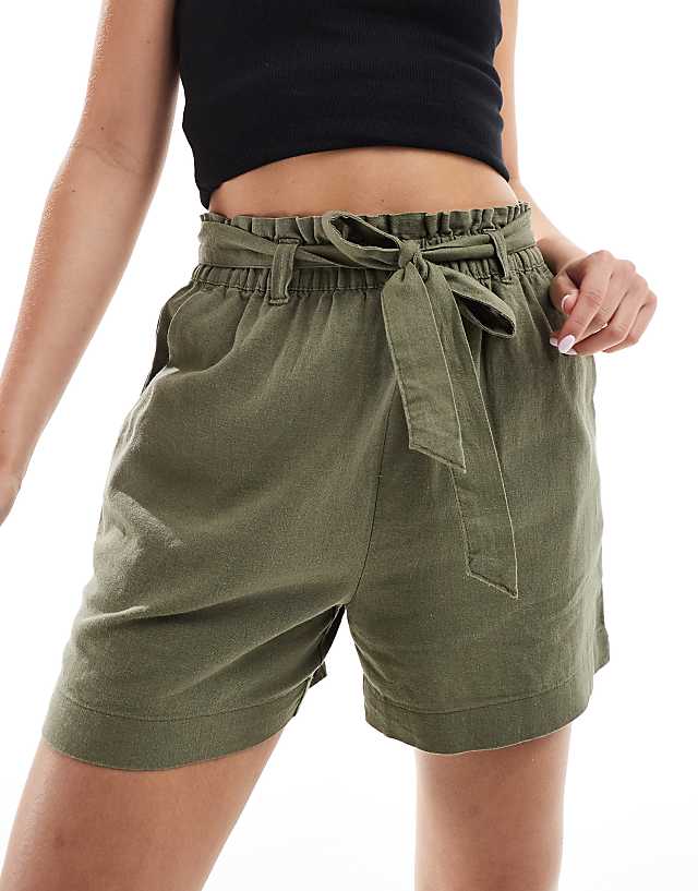 Asos JDY Wide Leg Linen Blend Trouser Co-ord In Khaki