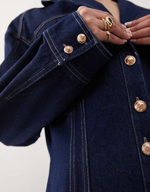 Asos Labelrail X Jennifer McKing Structured Denim Shirt Dress In Indigo Blue