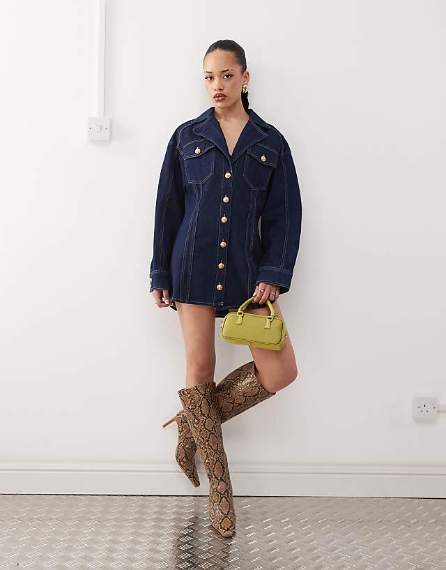 asos Labelrail x Jennifer McKing structured denim shirt dress in indigo blue