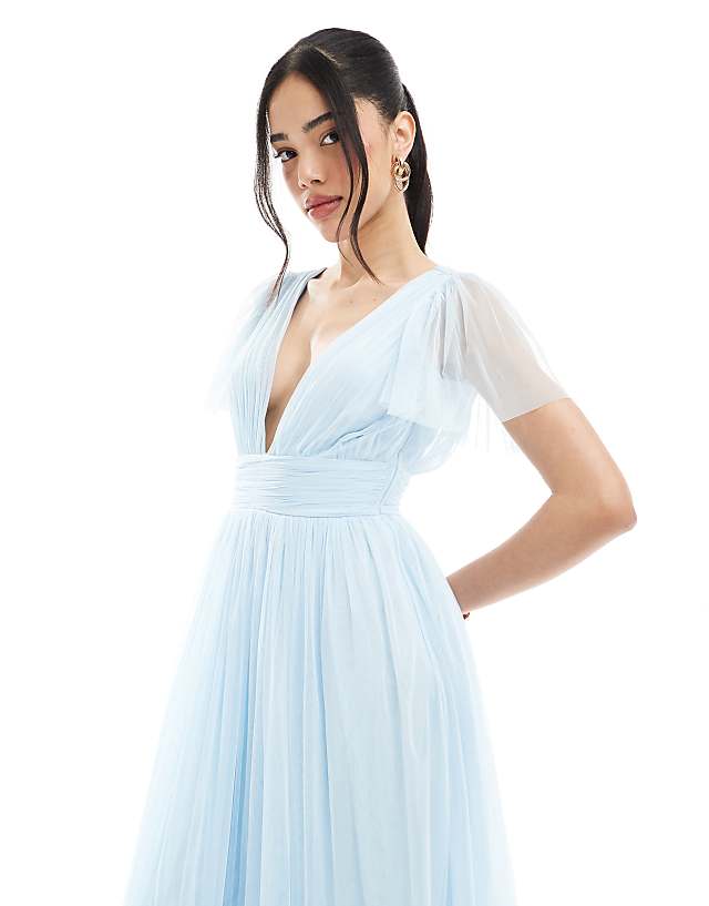 Asos Lace & Beads Bridesmaid Madison Maxi Dress In Powder Blue