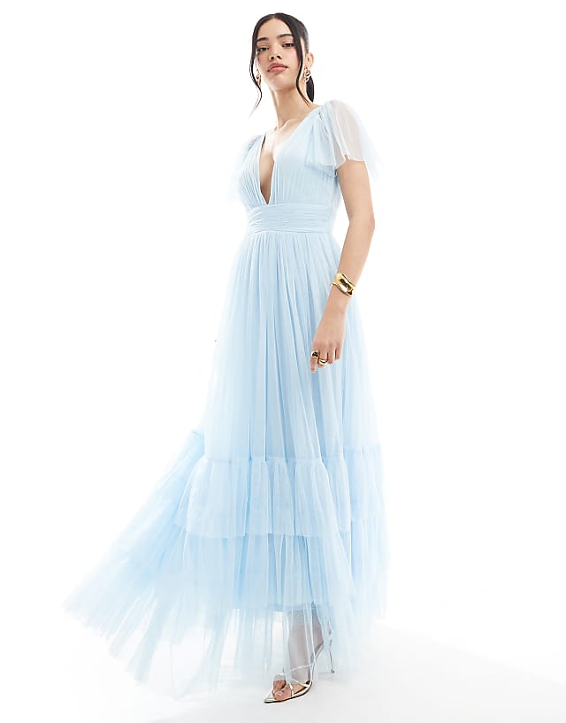 asos Lace & Beads Bridesmaid Madison maxi dress in powder blue