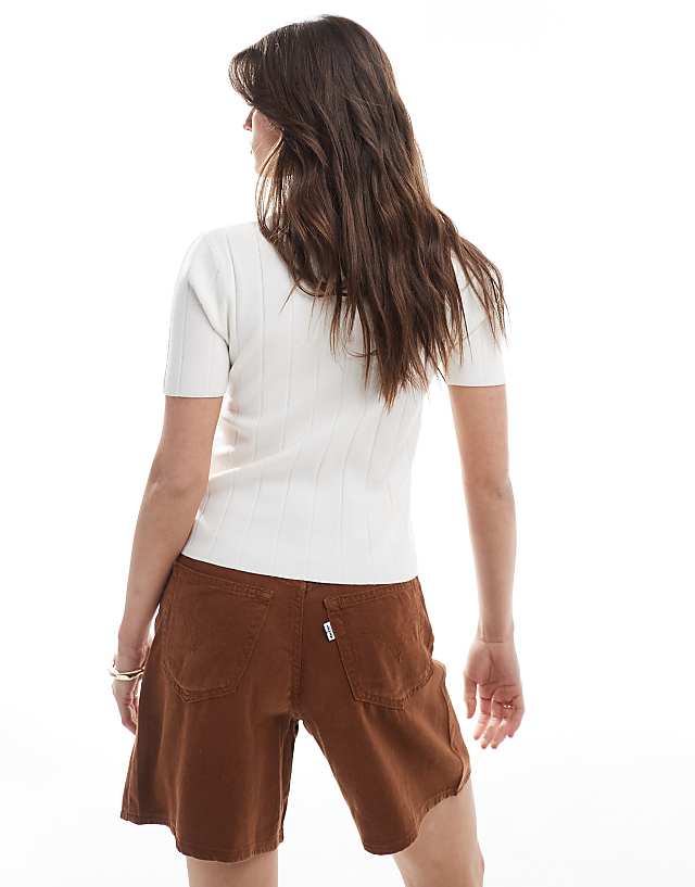Asos Levi's High Waisted Linen Blend Baggy Denim Shorts In Brown