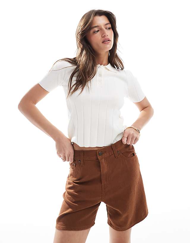 asos Levi's high waisted linen blend baggy denim shorts in brown
