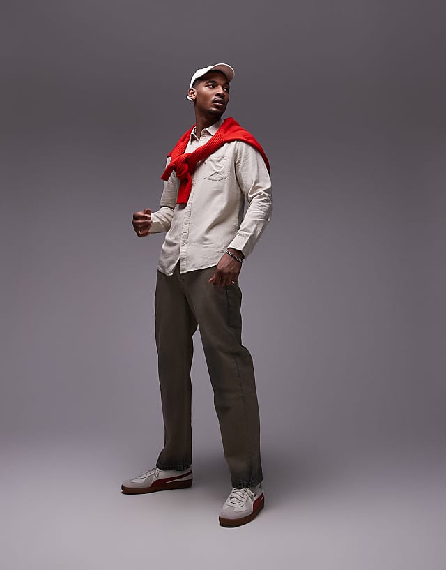 Asos Levi's Sunset 1 Pocket Linen Cotton Mix Shirt Regular Fit In Beige