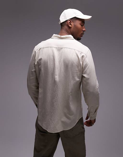 Asos Levi's Sunset 1 Pocket Linen Cotton Mix Shirt Regular Fit In Beige