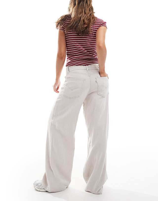 Asos Levi's XL Straight Linen Blend Trousers With Tie Waist In Off White