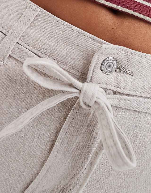 Asos Levi's XL Straight Linen Blend Trousers With Tie Waist In Off White