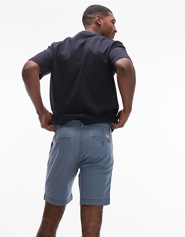 Asos Levi's XX Chino Straight Cotton Linen Shorts In Mid Blue